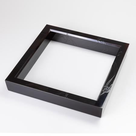 魚野自醒 鈴乃屋黒絵炉縁 共箱