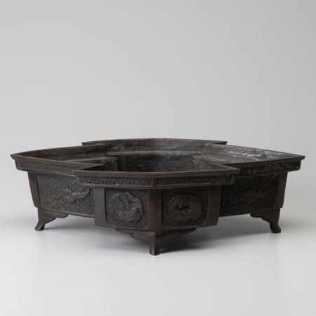 唐銅松皮菱 砂鉢 小堀宗慶書付