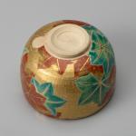 而全作 金砂子 紅葉茶碗 而妙斉書付画像