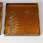 兎に鶏頭蒔絵 硯箱 画像