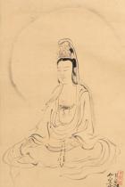 河鍋暁斎 日課観音図 護国院永順賛画像